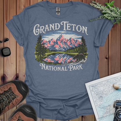 Grand Teton National Park Unisex T-Shirt T-Shirt Printify S Heather Indigo