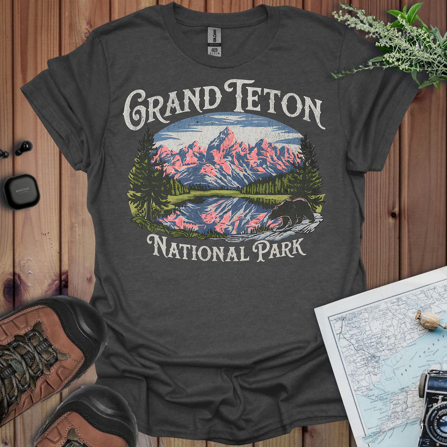Grand Teton National Park Unisex T-Shirt T-Shirt Printify XS Dark Heather Grey