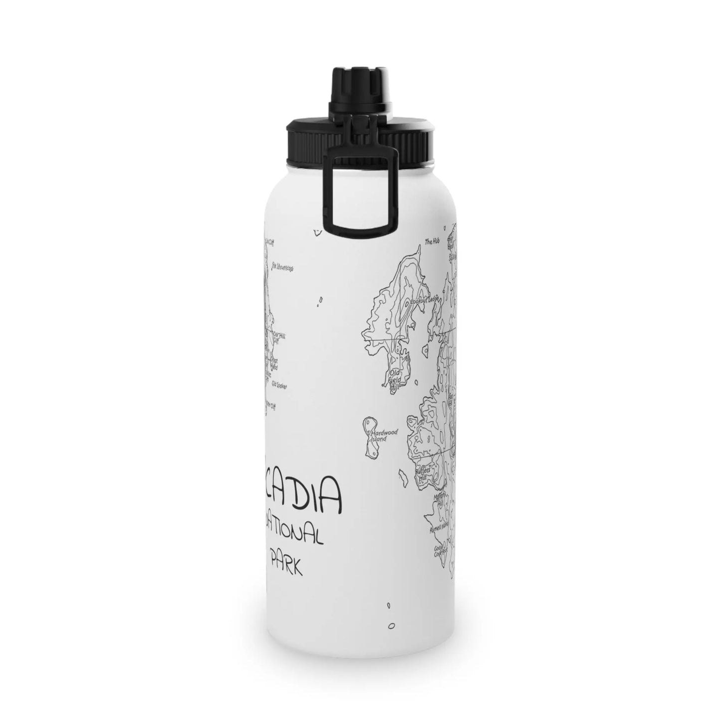 Acadia National Park Stainless Steel Water Bottle (3 Sizes, 3 Lid Styles) Mug Printify White 18oz Sport Cap