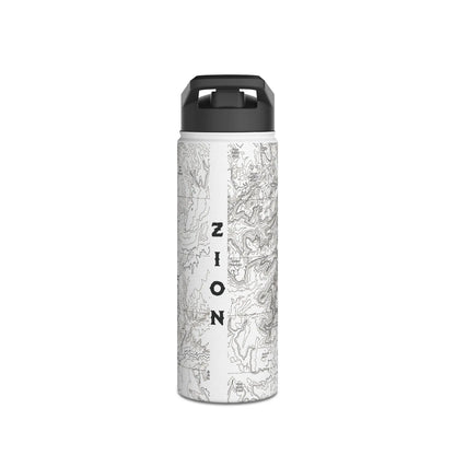 Zion National Park Insulated Stainless Steel Water Bottle (3 Sizes, 3 Lid Options) water bottle Printify White 18oz Straw Cap