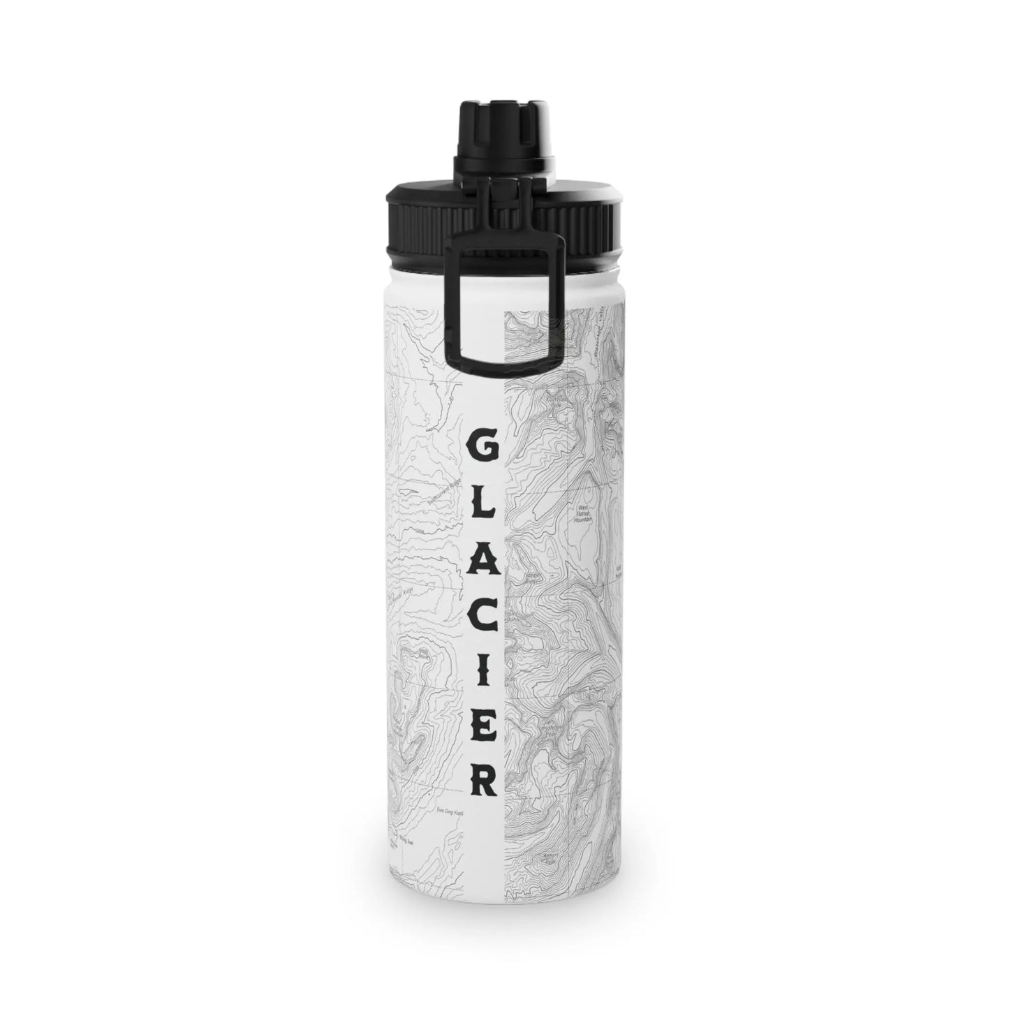 Glacier National Park Stainless Steel Water Bottle (3 Lids, 3 Sizes) water bottle Printify White 18oz Sport Cap