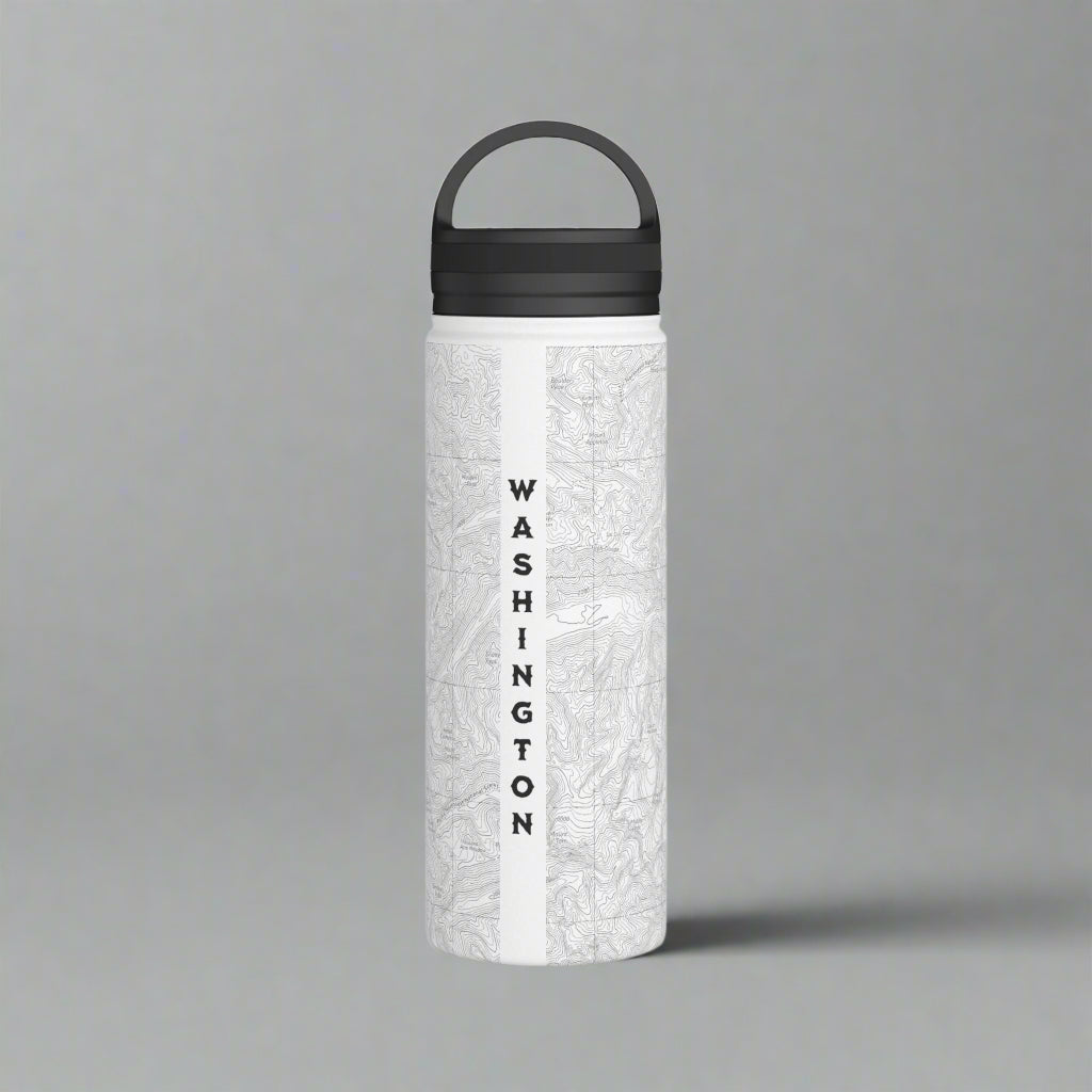 Olympic National Park Topographic Stainless Steel Water Bottle Handle Lid Mug Printify