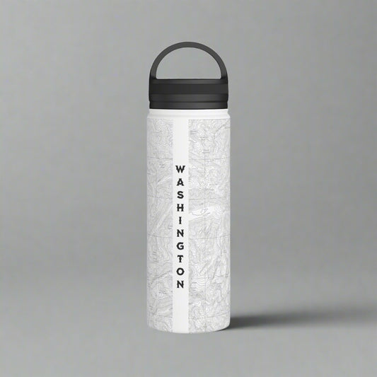 Olympic National Park Topographic Stainless Steel Water Bottle Handle Lid Mug Printify