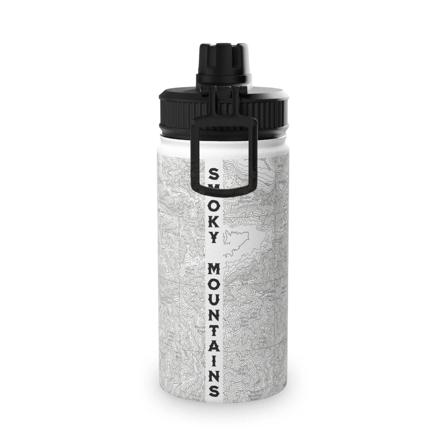 Great Smoky Mountains National Park Stainless Steel Water Bottle Handle Lid (3 Sizes, 3 Lid Options) Appalachian Trail Clingmans Dome water bottle Printify White 12oz Sport Cap