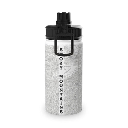 Great Smoky Mountains National Park Stainless Steel Water Bottle Handle Lid (3 Sizes, 3 Lid Options) Appalachian Trail Clingmans Dome water bottle Printify White 12oz Sport Cap