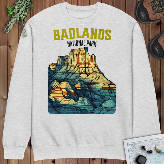 Badlands National Park Crewneck Sweatshirt Crewneck Sweatshirt in Heather Grey