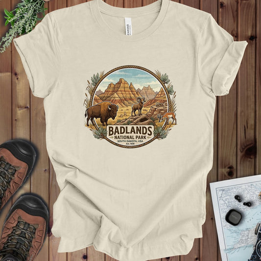 Badlands National Park Emblem Kids Graphic T-Shirt in Natural