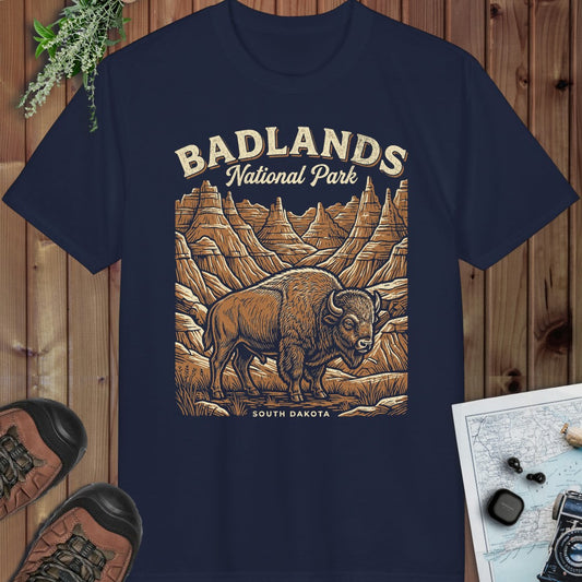 Badlands National Park Poster Graphic T Shirt Performance T-Shirt in Navy