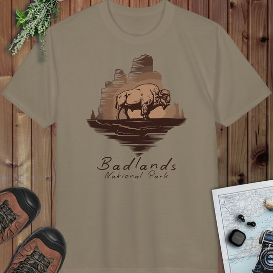 Badlands National Park  Roaming Buffalo Performance T-Shirt in Prairie Dust