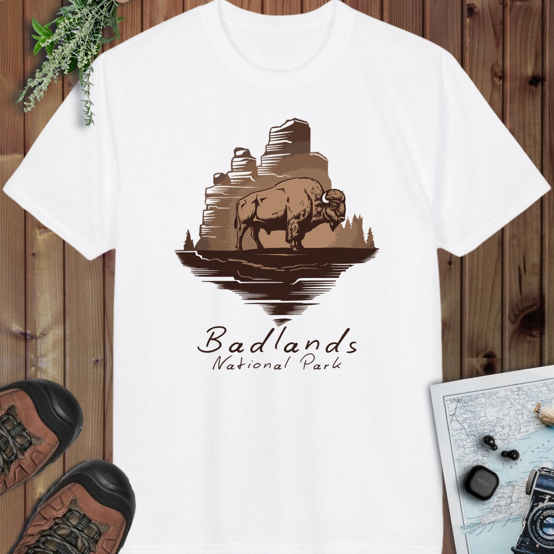 Badlands National Park Roaming Buffalo Performance T-Shirt in White