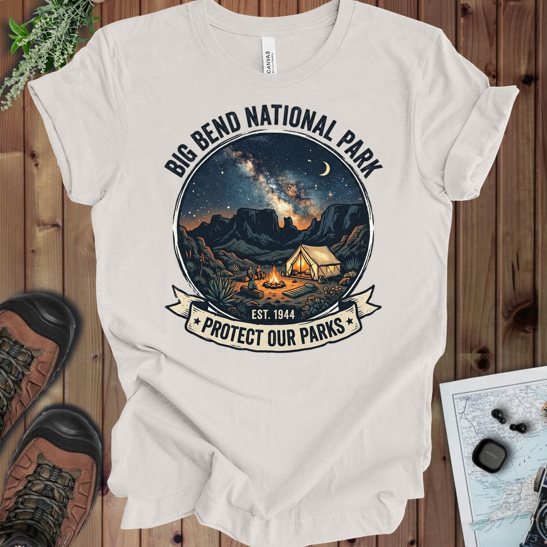 Big Bend National Park Protect Our Parks Campsite Kids Graphic T-Shirt in White