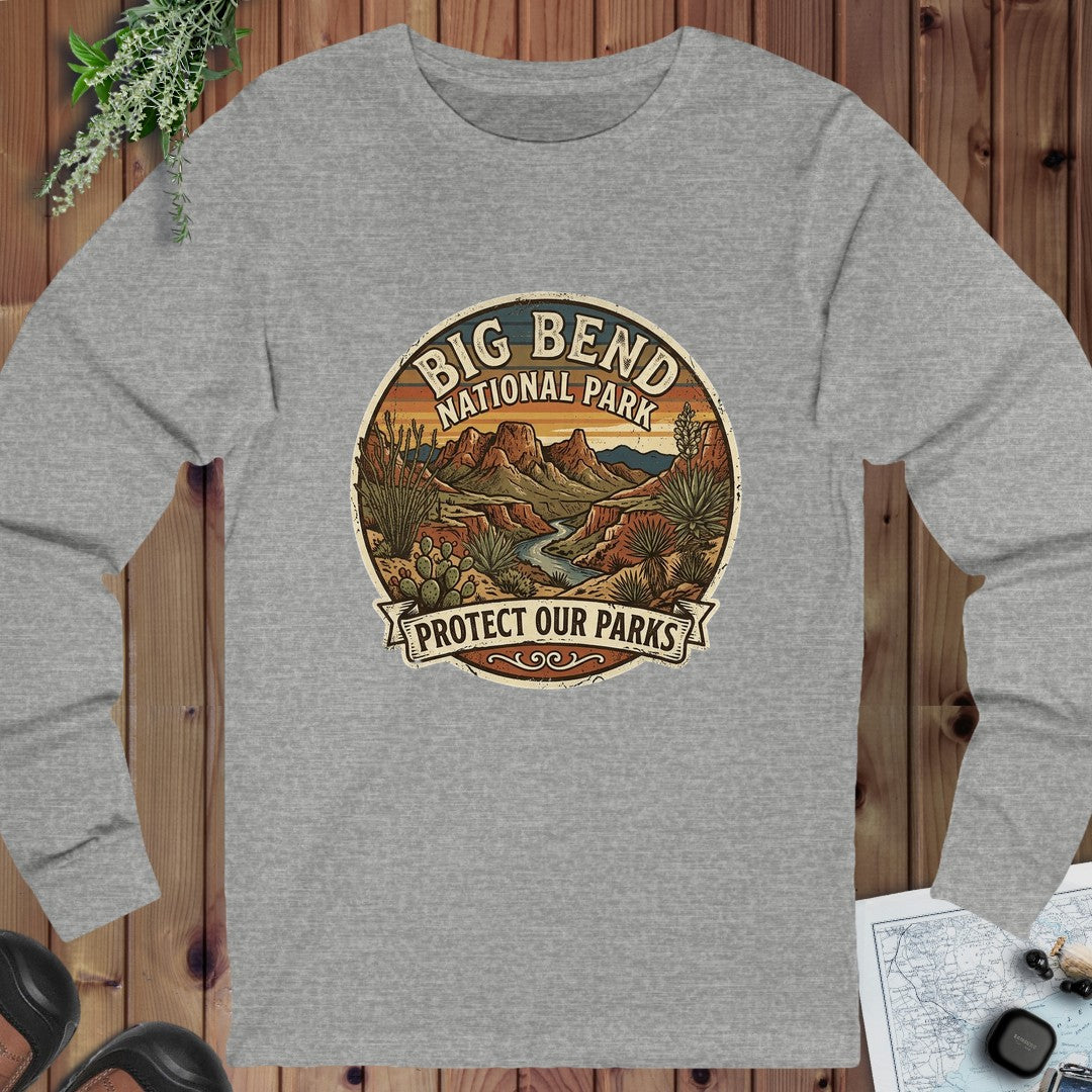 Big Bend National Park Protect Our Parks Long Sleeve T-Shirt in Athletic Heather