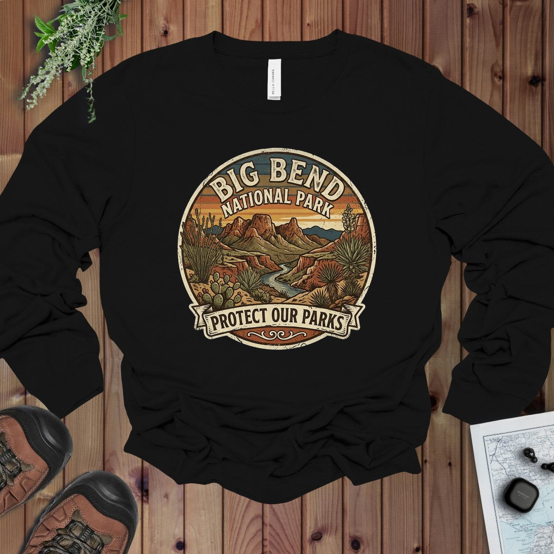 Big Bend National Park Protect Our Parks Long Sleeve T-Shirt in Black