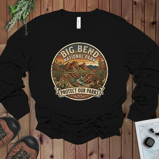 Big Bend National Park Protect Our Parks Long Sleeve T-Shirt in Black