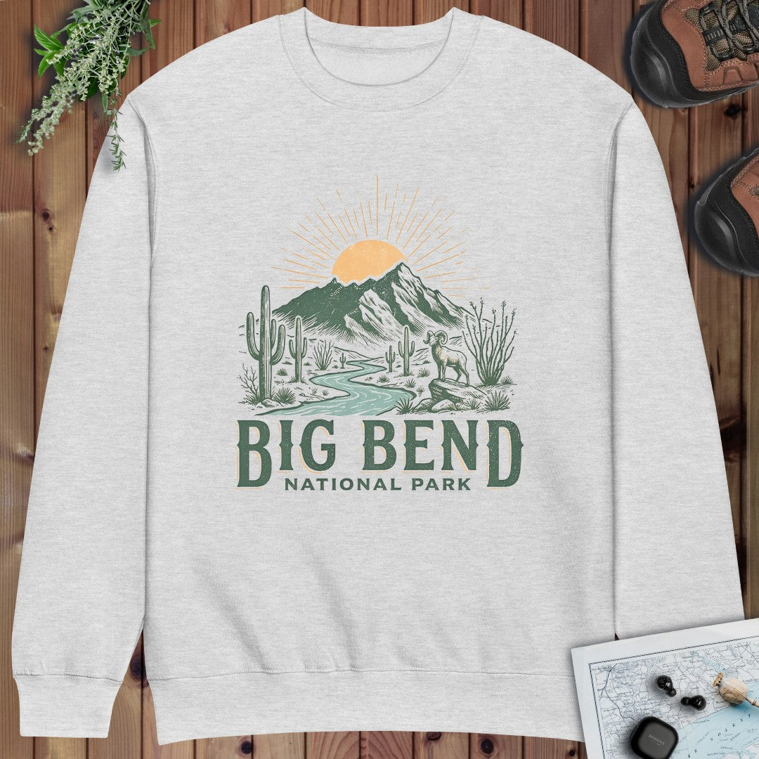 Big Bend National Park Big Horned Crewneck Sweatshirt in Heather Grey