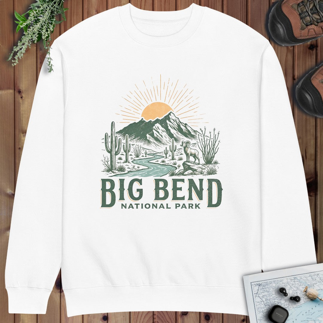 Big Bend National Park Big Horned Crewneck Sweatshirt in White