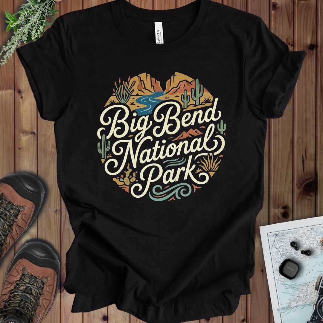Big Bend National Park Curved Kids Graphic T-Shirt in Black Heather