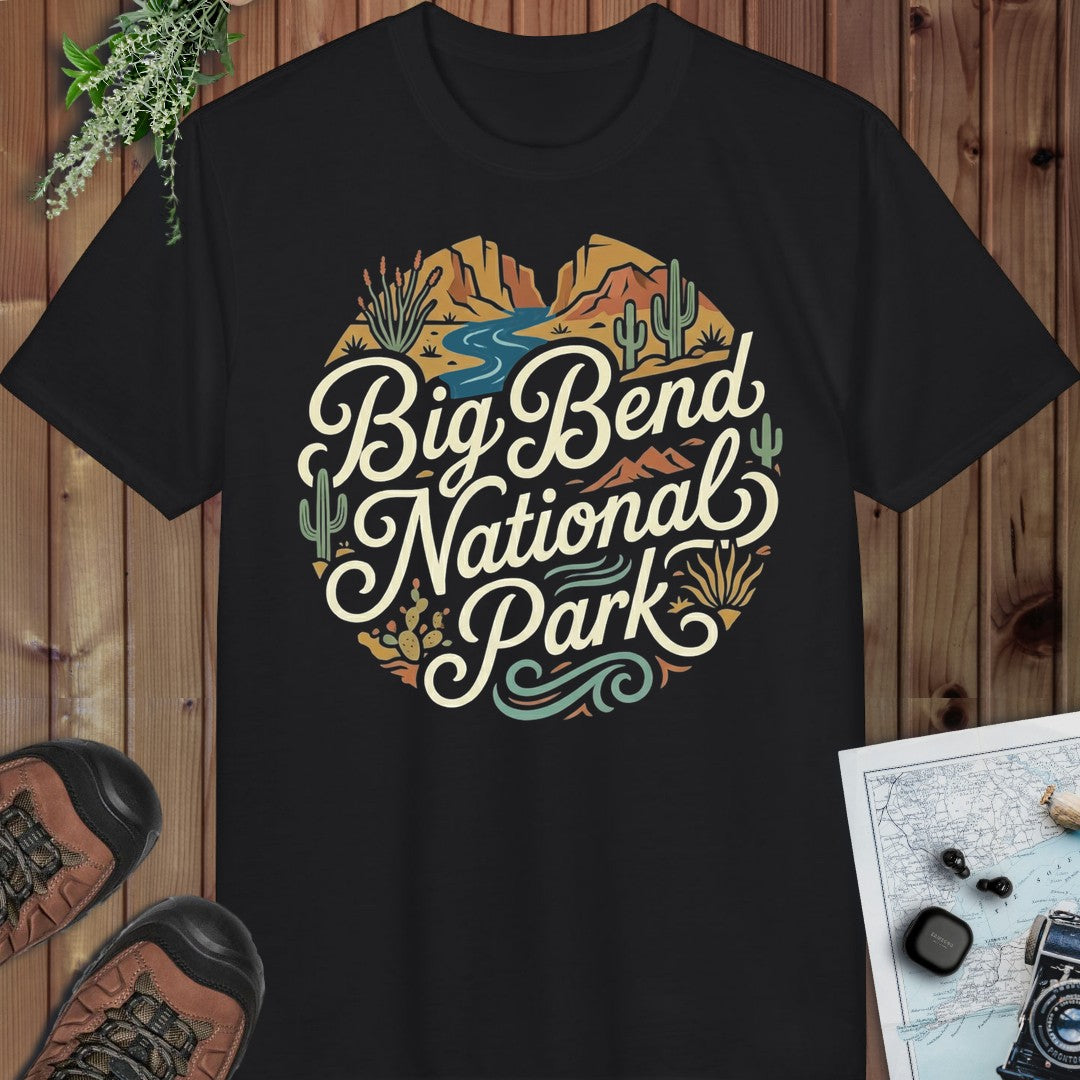 Big Bend National Park Curved Graphic T Shirt Performance T-Shirt in Black