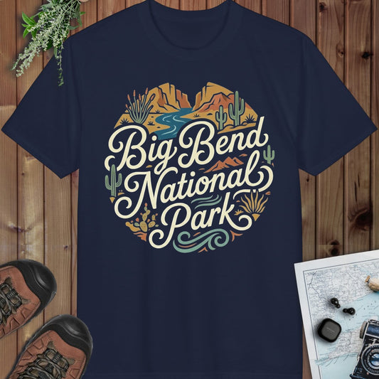 Big Bend National Park Curved Graphic T Shirt Performance T-Shirt in Navy