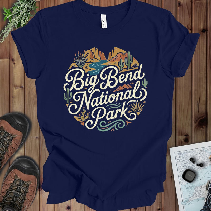 Big Bend National Park Curved Kids Graphic T-Shirt in Navy