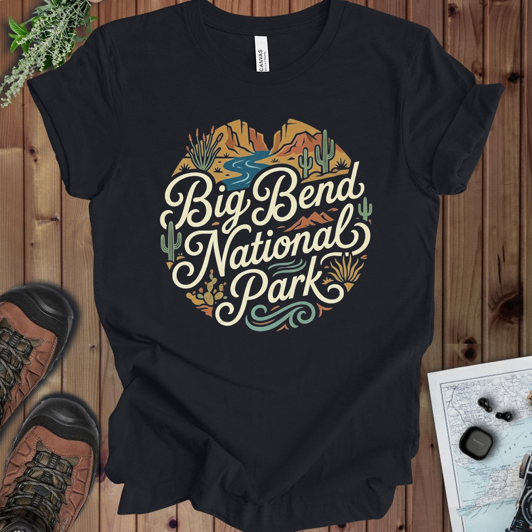 Big Bend National Park Curved Kids Graphic T-Shirt in Vintage Black