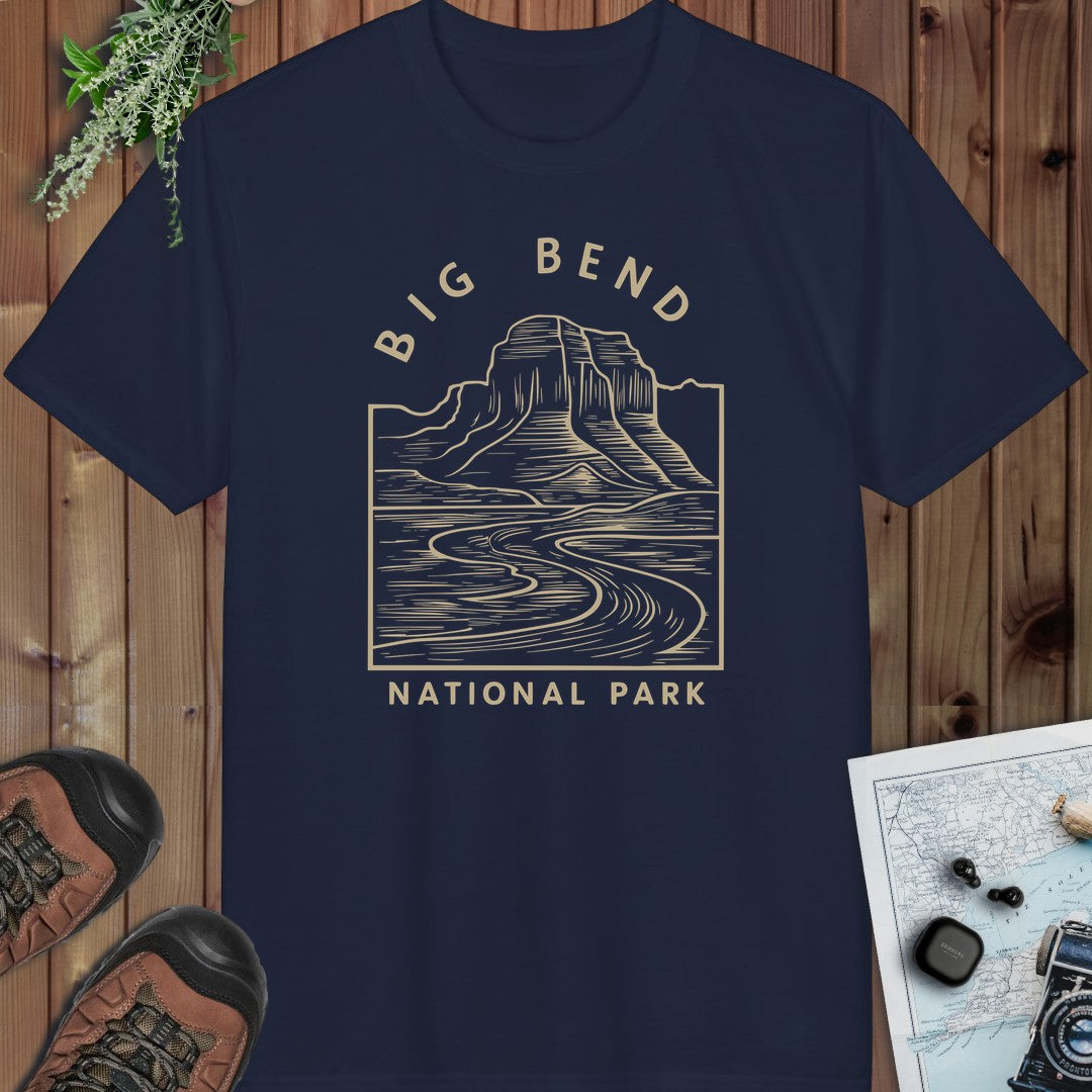Big Bend National Park Curving River Performance T-Shirt in Navy