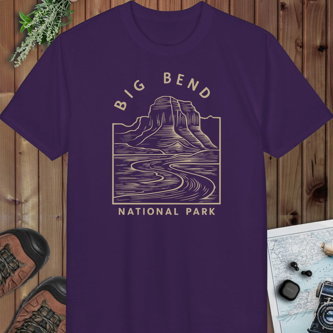 Big Bend National Park Curving River Performance T-Shirt in Purple