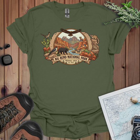Big Bend National Park Emblem Graphic T-Shirt in Military Green