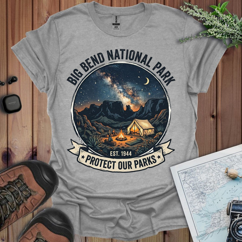 Big Bend National Park Protect Our Parks Campsite Graphic T-shirt in Sport Grey