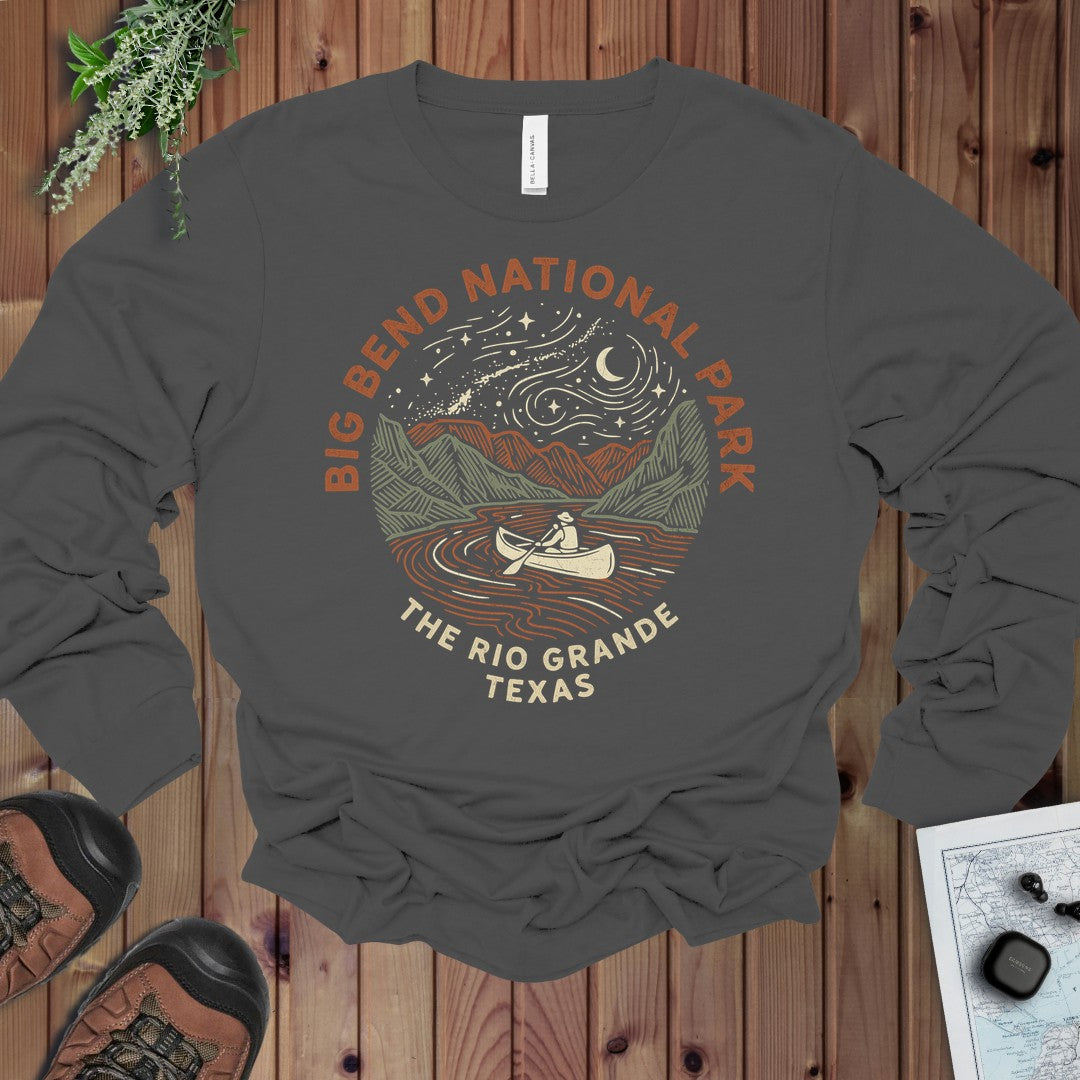 Big Bend National Park Rio Grande Long Sleeve T-Shirt in Asphalt