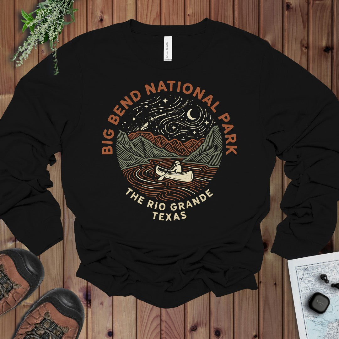 Big Bend National Park Rio Grande Long Sleeve T-Shirt in Black