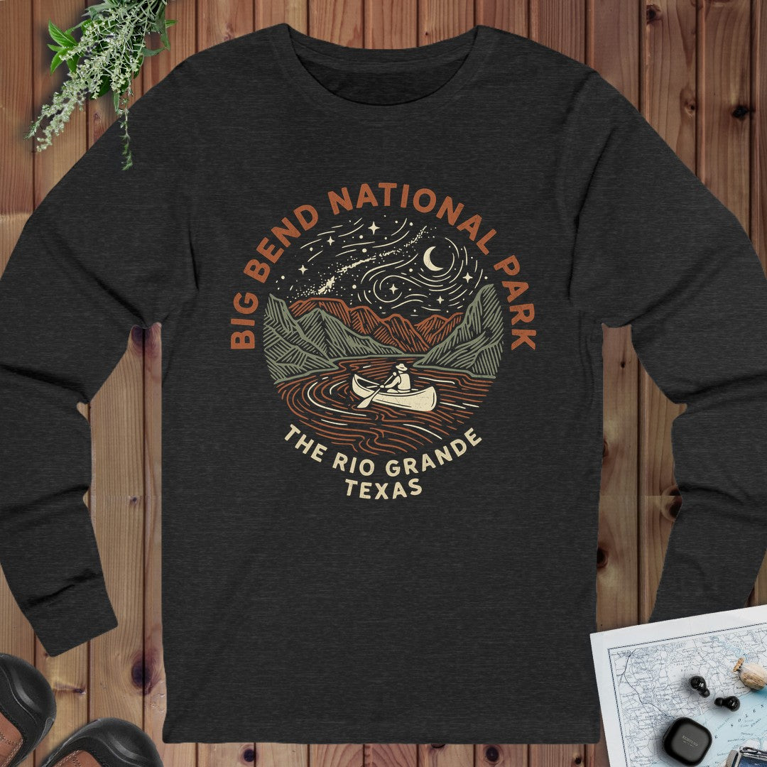 Big Bend National Park Rio Grande Long Sleeve T-Shirt in Dark Grey Heather