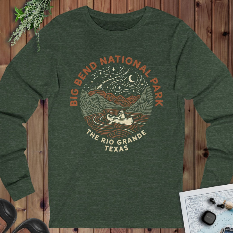 Big Bend National Park Rio Grande Long Sleeve T-Shirt in Heather Forest