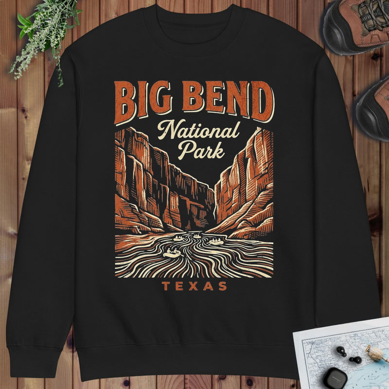 Big Bend National Park River Crewneck Sweatshirt in Black
