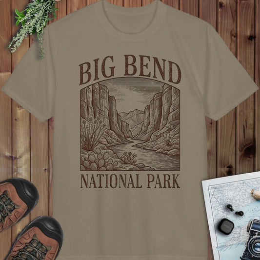 Big Bend National Park Rustic Graphic T Shirt Performance T-Shirt in Prairie Dust