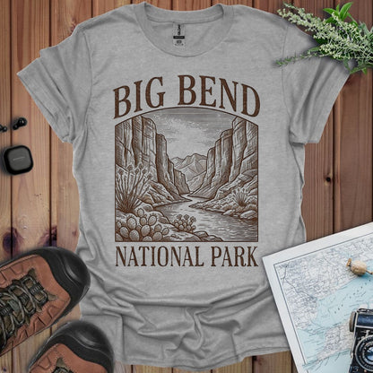Big Bend National Park Rustic Graphic T-Shirt in Sport Grey