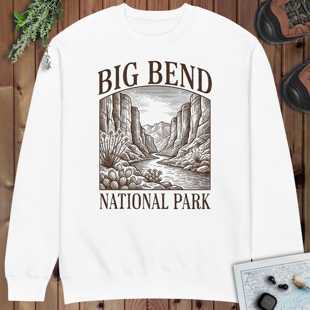 Big Bend National Park Rustic T Shirt Crewneck Sweatshirt in White