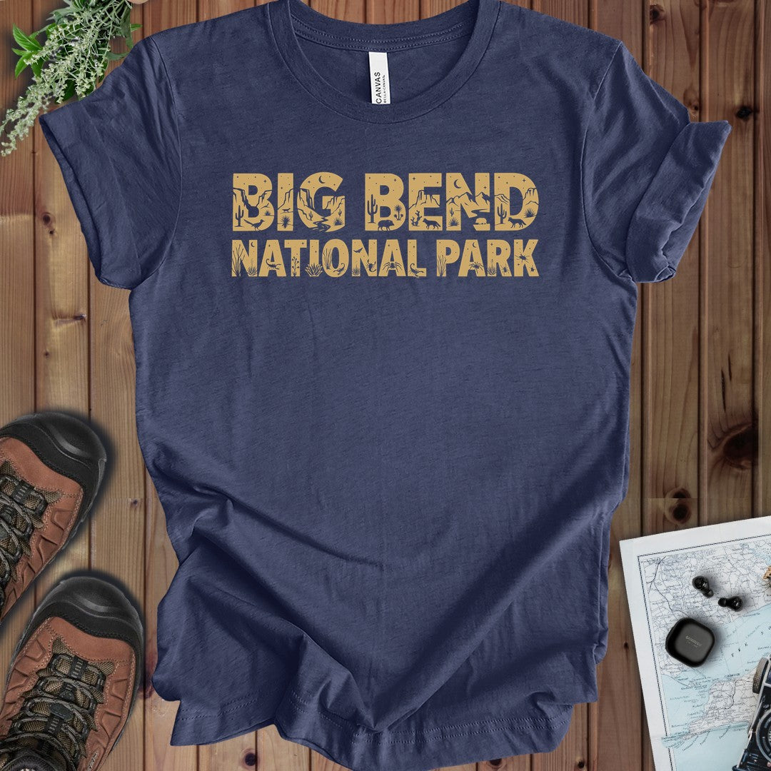 Big Bend National Park Silhouette Kids Graphic T-Shirt in Heather Navy