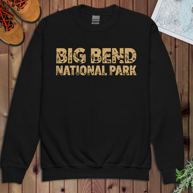 Big Bend National Park Silhouette Youth Sweatshirt in Black