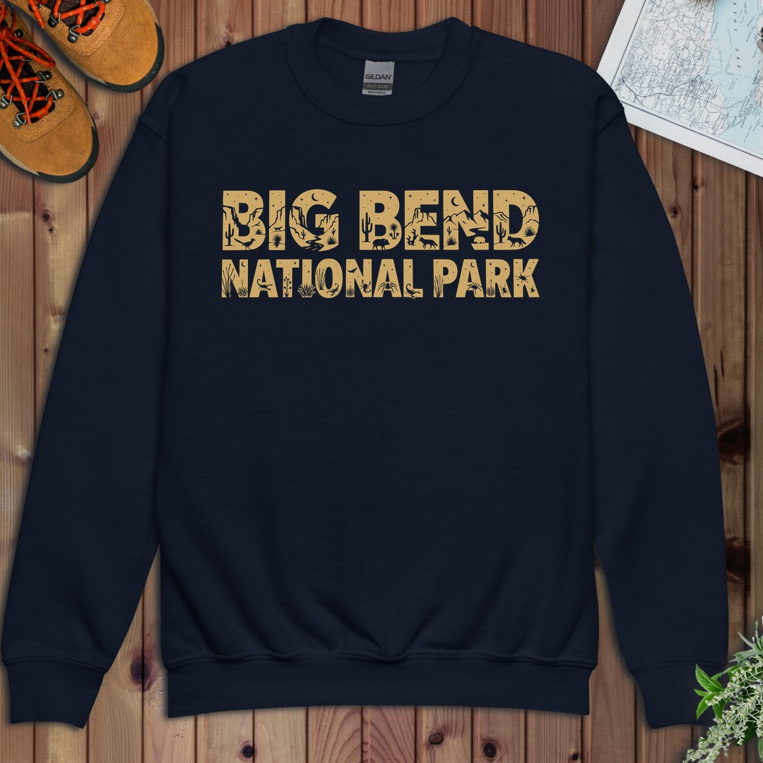 Big Bend National Park Silhouette Youth Sweatshirt in Navy