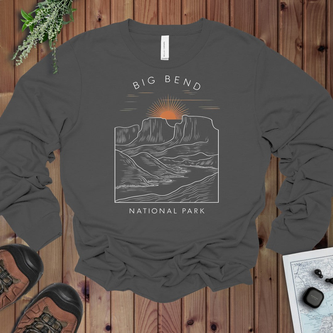 Big Bend National Park Sunrise River Long Sleeve T-Shirt in Asphalt