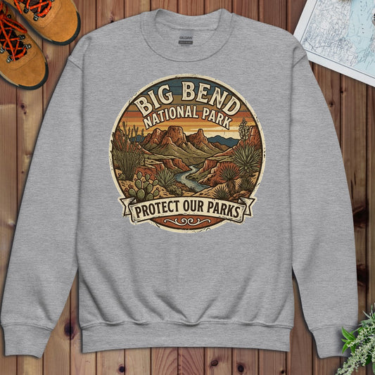 Big Bend Protect Our Parks National Park Youth Sweatshirt in Athletic Heather