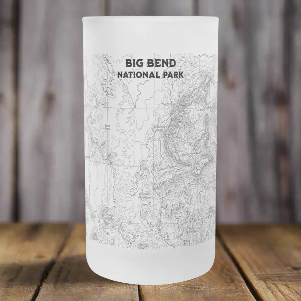 Big Bend National Park Topographic Frosted Pint Mug Drinkware teelaunch