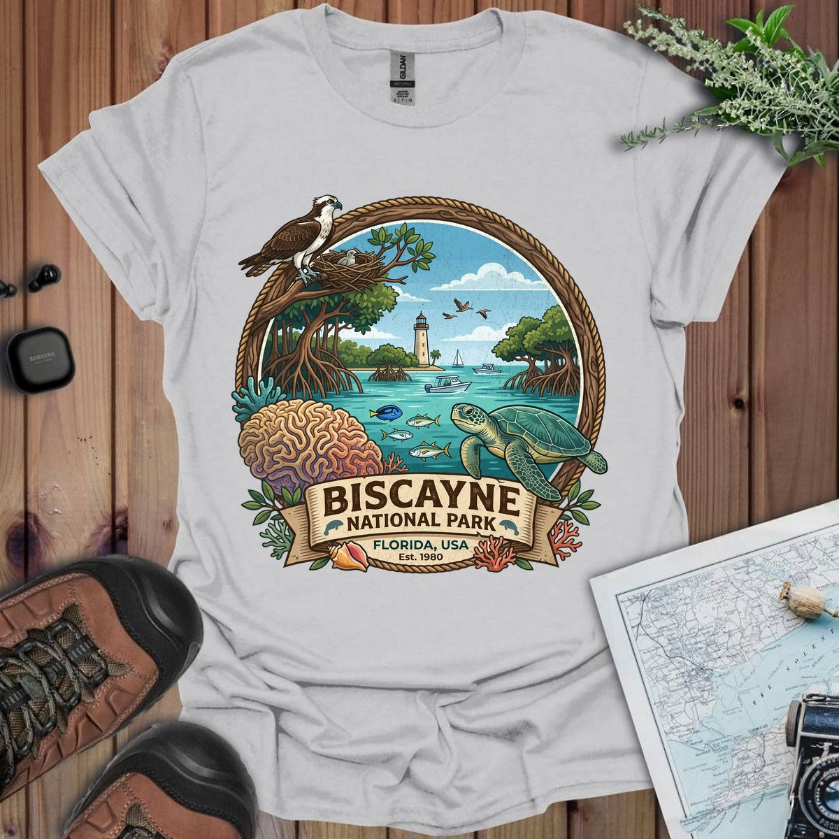 Biscayne National Park Graphic T-Shirt in Ice Grey