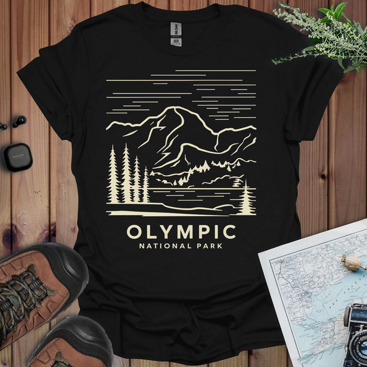Olympic National Park Unisex T-Shirt T-Shirt Printify XS Black