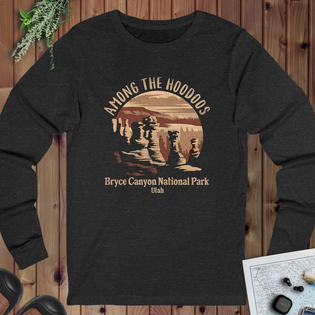 Bryce Canyon National Park Fit Soft T Shirt Among The Hoodoos Long Sleeve T-Shirt in Dark Grey Heather