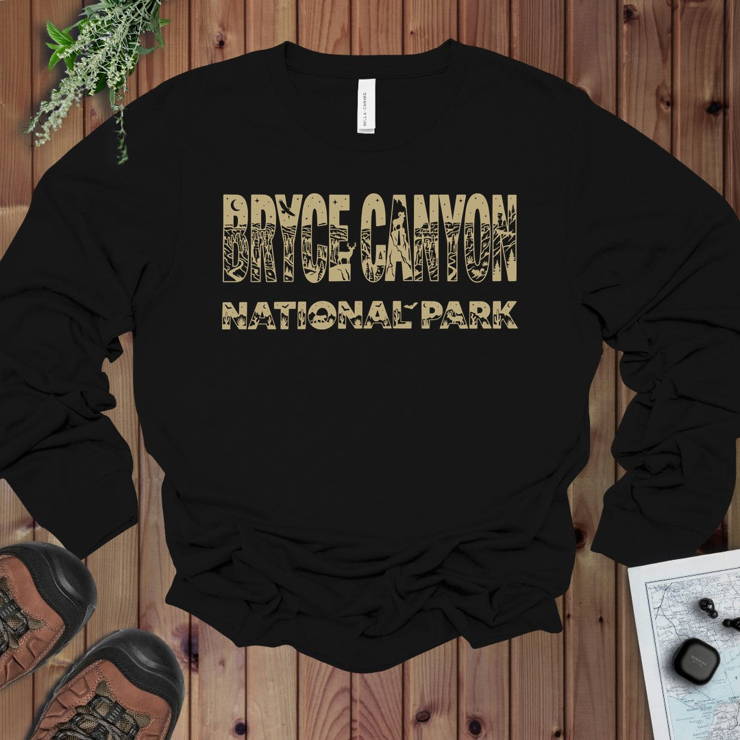 Bryce Canyon National Park Silhouette Long Sleeve T-Shirt in Black