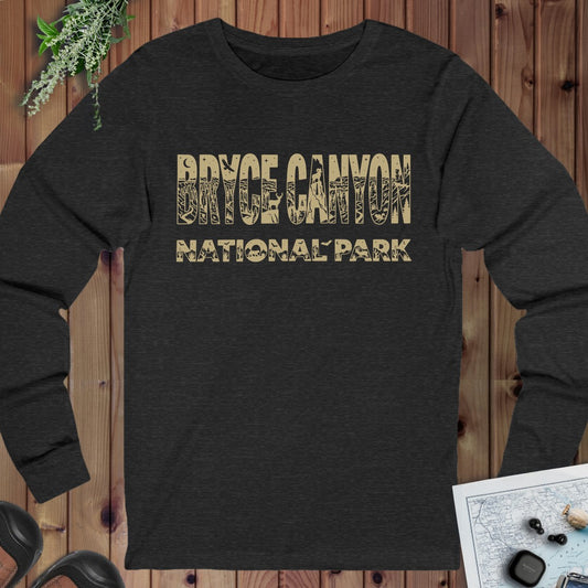 Bryce Canyon National Park Silhouette Long Sleeve T-Shirt in Dark Grey Heather