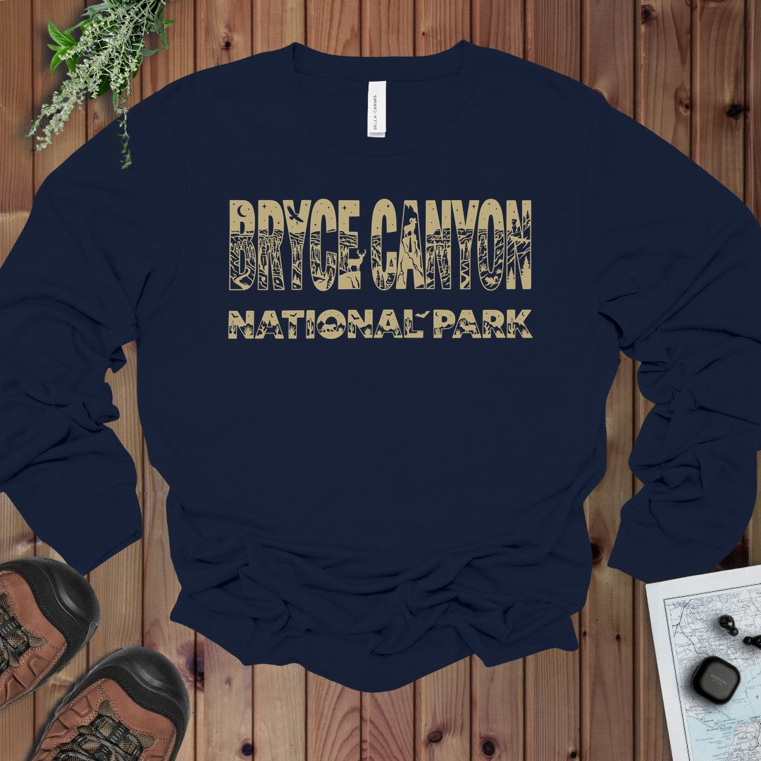Bryce Canyon National Park Silhouette Long Sleeve T-Shirt in Navy