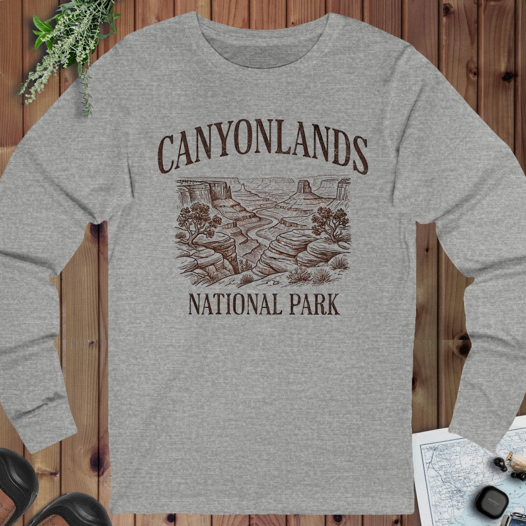 Canyonlands National Park Rustic Long Sleeve T-Shirt in Athletic Heather